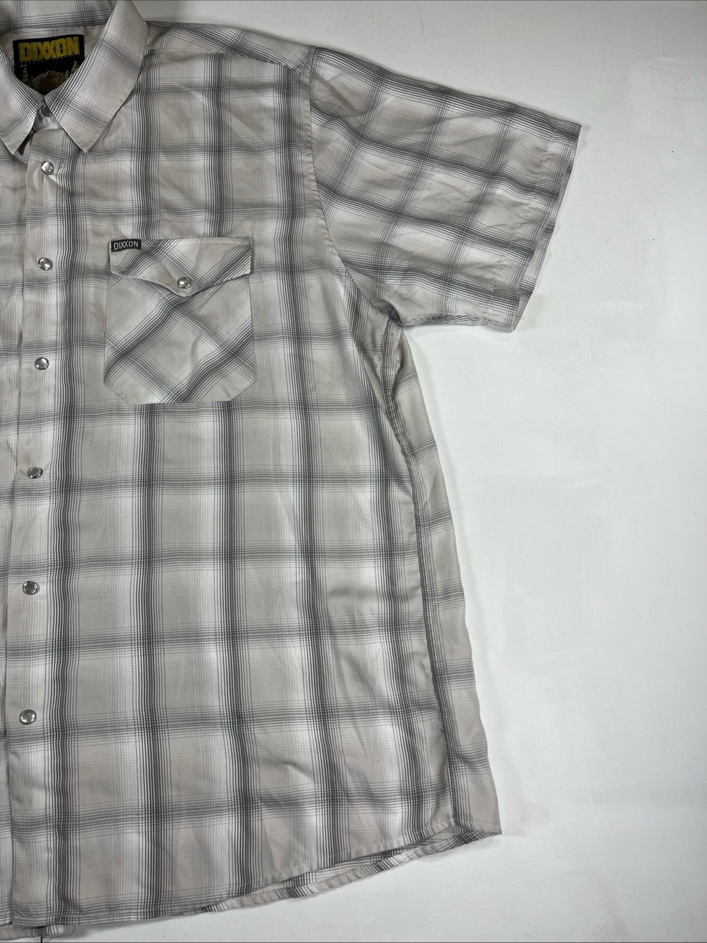 Dixxon Montana Short Sleeve Shirt Pearl Snap Gray Plaid Bamboo Men’s 3XL - Picture 2 of 15